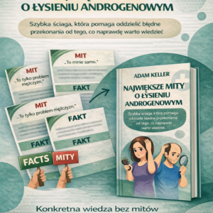BONUS 2_NAJWIĘKSZE MITY O ŁYSIENIU ANDROGENOWYM Szybka ściąga, która pomaga oddzielić błędne przekonania od tego, co naprawdę warto wiedzieć